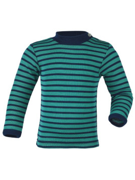 ENGEL - Baby Langarmshirt gestreift, Wolle/Seide, eisvogel/marine