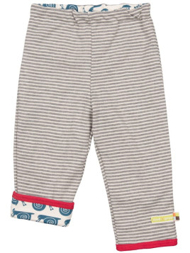 loud + proud - Bio Baby Wende Sweathose mit Streifen und Schnecken-Motiv, grau