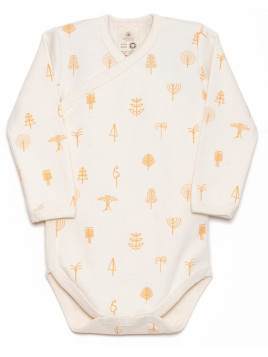 ORGANIC by Feldman - Bio Baby Wickelbody langarm mit kraftgebender Wald-Motiv