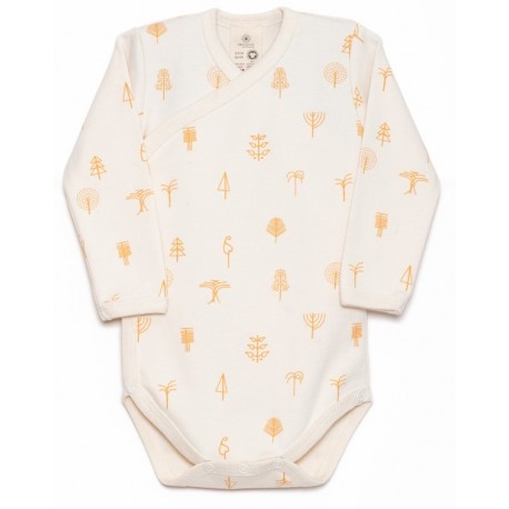 ORGANIC by Feldman - Bio Baby Wickelbody langarm mit kraftgebender Wald-Motiv