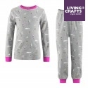 LIVING CRAFTS - Bio Kinder Schlafanzug langarm mit Berge-Motiv, pink