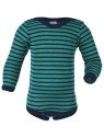 ENGEL - Bio Baby Body langarm gestreift, Wolle/Seide, eisvogel/marine