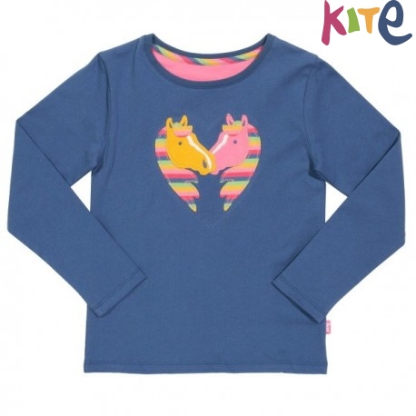 kite kids - Bio Kinder Langarmshirt mit Pony-Applikation