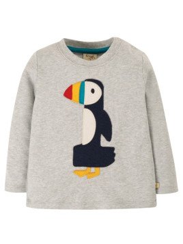frugi - Bio Baby Langarmshirt "Magic Number" mit Papageientaucher-Motiv