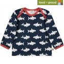 loud + proud - Bio Kinder Langarmshirt mit Hai-Allover, marine