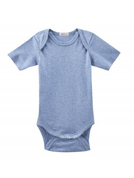 LIVING CRAFTS - Bio Baby Body kurzarm, blau melange
