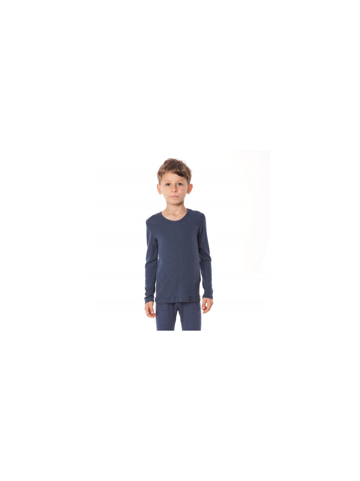LIVING CRAFTS - Bio Kinder Unterhemd langarm , Wolle/Seide, blau