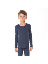 LIVING CRAFTS - Bio Kinder Unterhemd langarm , Wolle/Seide, blau