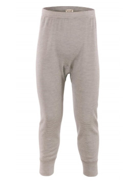 LIVING CRAFTS - Bio Kinder Unterhose lang geringelt, Wolle/Seide, grau