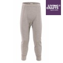 LIVING CRAFTS - Bio Kinder Unterhose lang geringelt, Wolle/Seide, grau