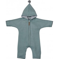 Kitz Heimat - Bio Baby Fleece Overall "Juni" mit Kapuze, mint grey