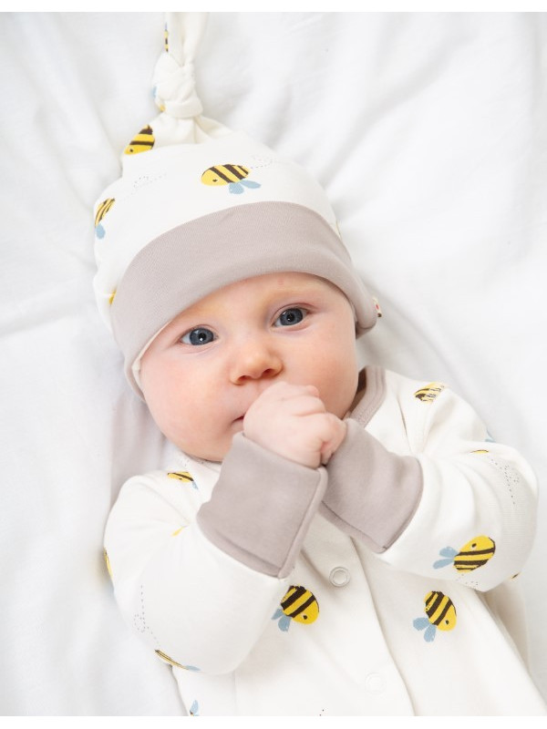 frugi - Bio Baby Set Strampler, Body und Mütze mit Bienen-Motiv