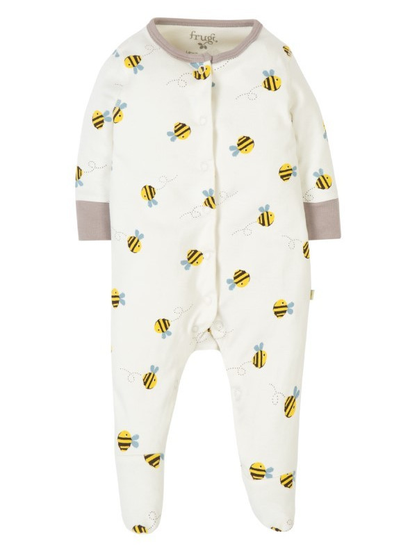frugi - Bio Baby Set Strampler, Body und Mütze mit Bienen-Motiv