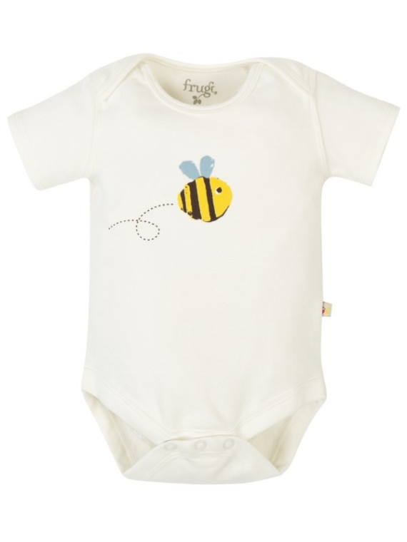 frugi - Bio Baby Set Strampler, Body und Mütze mit Bienen-Motiv