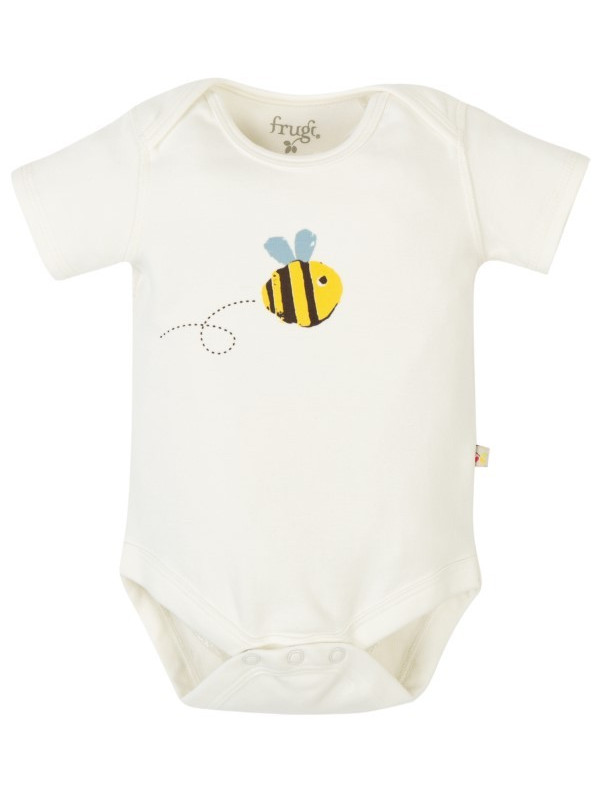 frugi - Bio Baby Set Strampler, Body und Mütze mit Bienen-Motiv