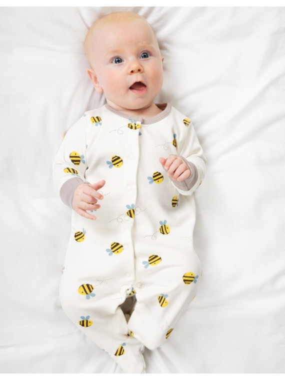frugi - Bio Baby Set Strampler, Body und Mütze mit Bienen-Motiv