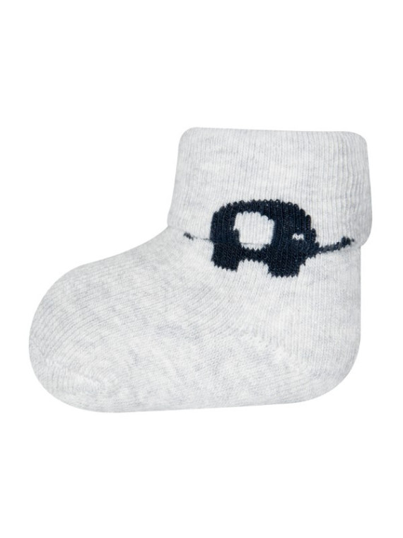 Ewers - Bio Baby Socken 3er-Pack aus Plüsch mit Elefanten-Motiv, marine
