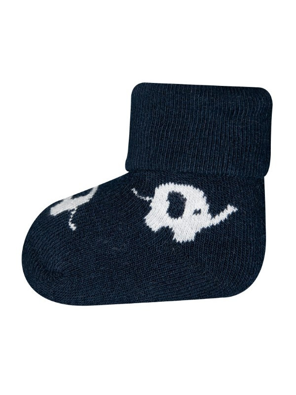 Ewers - Bio Baby Socken 3er-Pack aus Plüsch mit Elefanten-Motiv, marine