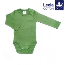 Leela Cotton - Bio Baby Body langarm, waldgrün