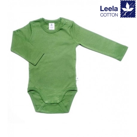 Leela Cotton - Bio Baby Body langarm, waldgrün