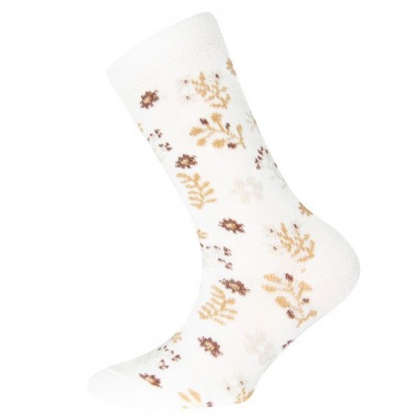 Ewers - Bio Kinder Socken mit Blumen-Motiv, latte