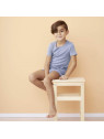 LIVING CRAFTS - Bio Kinder Unterhemd kurzarm, blau melange