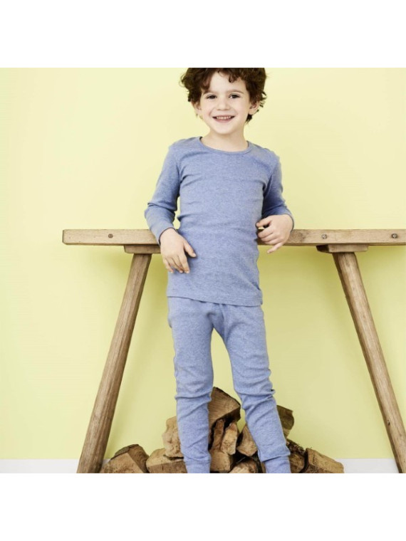 LIVING CRAFTS - Bio Kinder Unterhemd langarm, blau melange