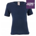 LIVING CRAFTS - Bio Kinder Unterhemd kurzarm , Wolle/Seide, blau