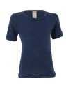 LIVING CRAFTS - Bio Kinder Unterhemd kurzarm , Wolle/Seide, blau