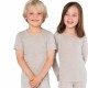LIVING CRAFTS - Bio Kinder Unterhemd kurzarm gestreift, Wolle/Seide, grau