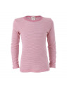 LIVING CRAFTS - Bio Kinder Unterhemd langarm  gestreift, Wolle/Seide, rosa