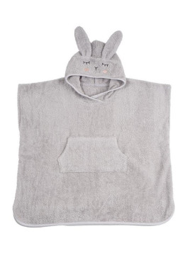 Kikadu - Bio Kinder Badeponcho Hase 64x62cm, grau
