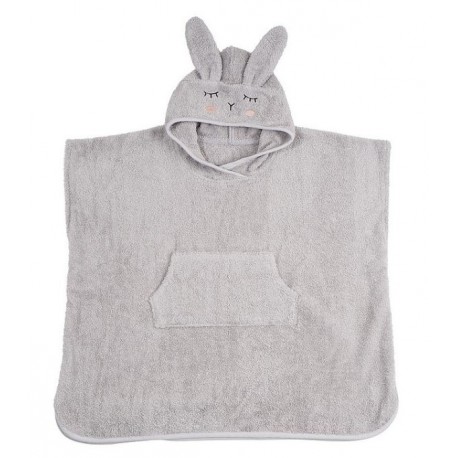 Kikadu - Bio Kinder Badeponcho Hase 64x62cm, grau
