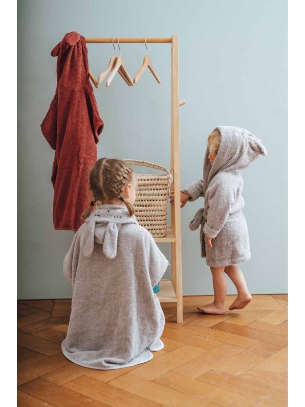 Kikadu - Bio Kinder Badeponcho Hase 64x62cm, grau