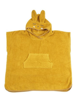 Kikadu - Bio Kinder Badeponcho Hase 64x62cm, senf