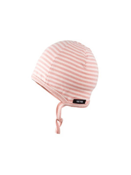 pure pure by BAUER - Bio Baby Erstlingsmütze mit Streifen, peach/rose