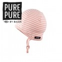 pure pure by BAUER - Bio Baby Erstlingsmütze mit Streifen, peach/rose