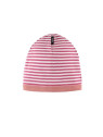 pure pure by BAUER - Bio Kinder Beanie mit Streifen, UPF 30-35, cassis/weiss