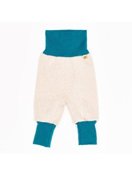 Cheeky Apple - Bio Kinder Fleece Hose, nude meliert/petrol