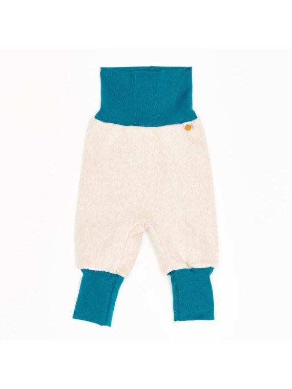 Cheeky Apple - Bio Kinder Fleece Hose, nude meliert/petrol
