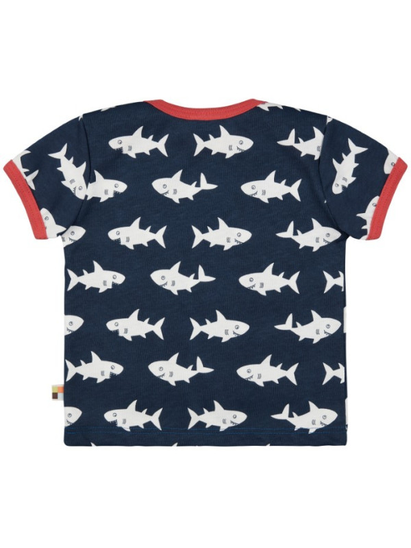 loud + proud - Bio Kinder T-Shirt mit Hai-Allover, marine