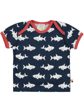 loud + proud - Bio Kinder T-Shirt mit Hai-Allover, marine
