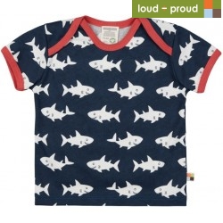 loud + proud - Bio Kinder T-Shirt mit Hai-Allover, marine