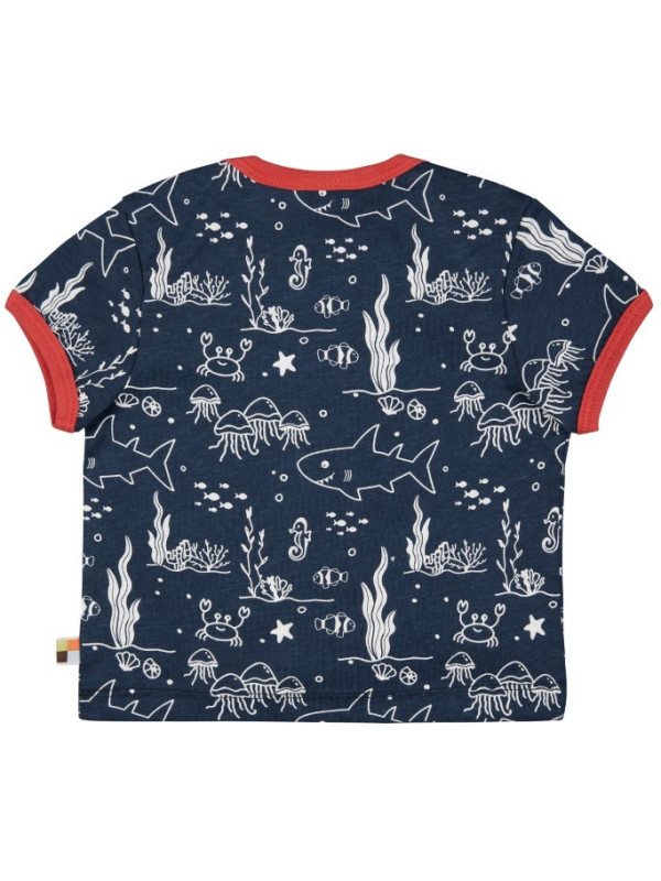 loud + proud - Bio Kinder T-Shirt mit Meerestiere-Allover, marine