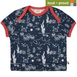 loud + proud - Bio Kinder T-Shirt mit Meerestiere-Allover, marine
