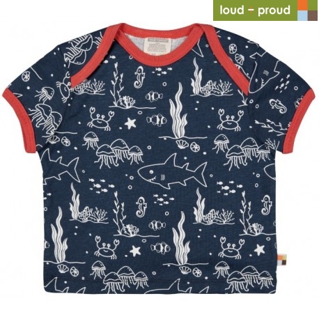 loud + proud - Bio Kinder T-Shirt mit Meerestiere-Allover, marine