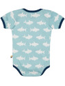 loud + proud - Bio Baby Body kurzarm mit Hai-Allover, lagoon