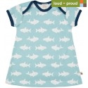 loud + proud - Bio Kinder Jersey Kleid mit Hai-Allover, lagoon