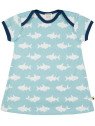 loud + proud - Bio Kinder Jersey Kleid mit Hai-Allover, lagoon