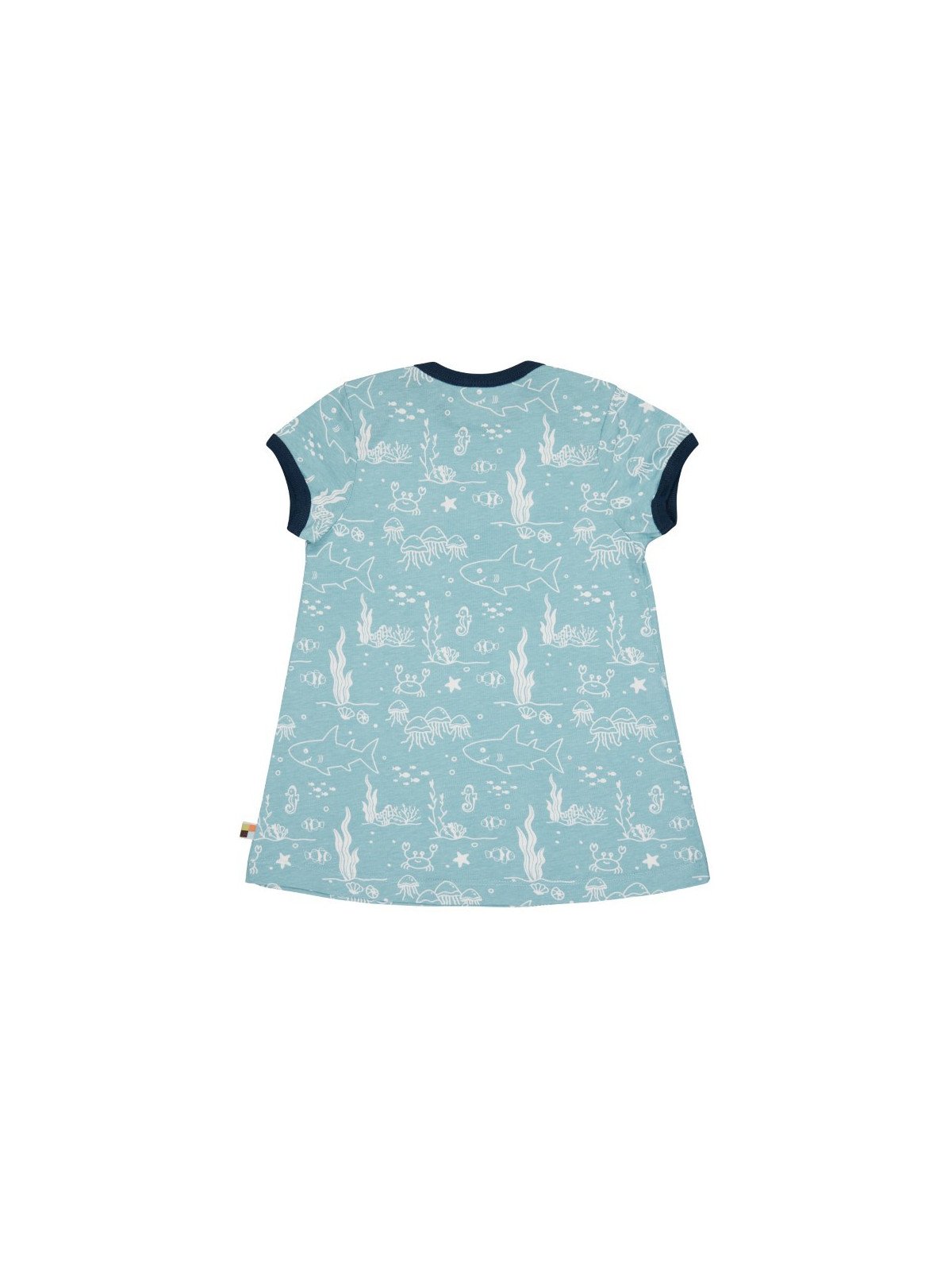 loud + proud - Bio Kinder Jersey Kleid mit Meerestiere-Allover, lagoon